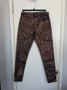 Banana Republic Black & Bronze Leopard Print Denim Pants